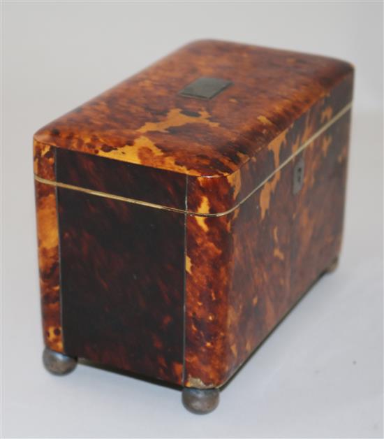 A Regency blond tortoiseshell tea caddy, 7in.